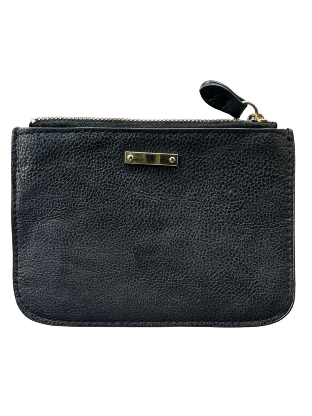 H&M Black Vegan Leather Wristlet Wallet 5 3/4”x 4” Top Zip Minimalist